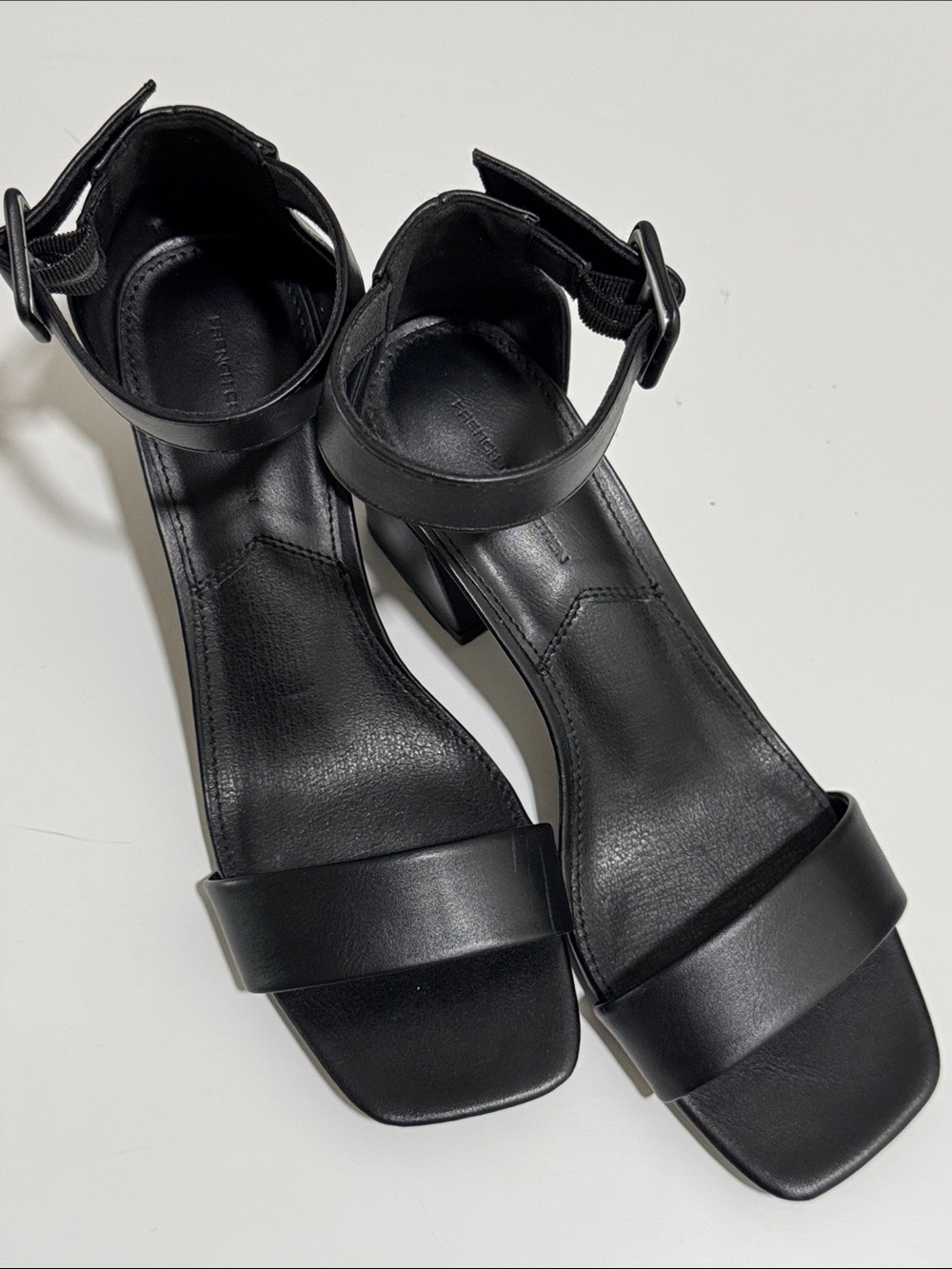 French Connection Black Ankle-Strap Block Heel Sandals